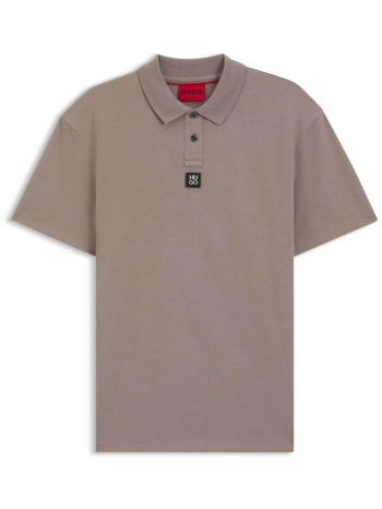 hugo boss ανδρική μπλούζα πόλο μονόχρωμη με logo patch σε προσφορά