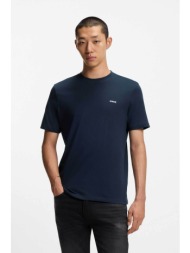 hugo boss ανδρικό t-shirt μονόχρωμο με ανάγλυφο λογότυπο regular fit `dero222` - 50466158 μπλε σκούρ