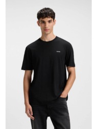 hugo boss ανδρικό t-shirt μονόχρωμο με ανάγλυφο λογότυπο regular fit `dero222` - 50466158 μαύρο