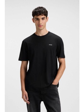 hugo boss ανδρικό t-shirt μονόχρωμο με ανάγλυφο λογότυπο