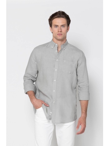 the bostonians ανδρικό λινό πουκάμισο button down με τσέπη σε προσφορά