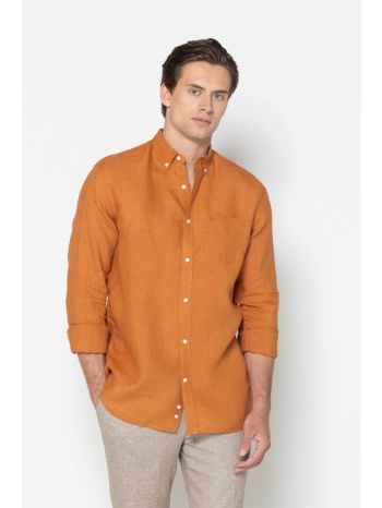 the bostonians ανδρικό λινό πουκάμισο button down με τσέπη σε προσφορά