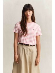 gant γυναικείο t-shirt με ριγέ σχέδιο και κεντημένο λογότυπο regular fit - 4200564 ροζ