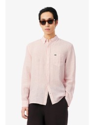 lacoste ανδρικό λινό πουκάμισο με ριγέ σχέδιο και τσέπη με κεντημένο λογότυπο regular fit - ch6985 ρ