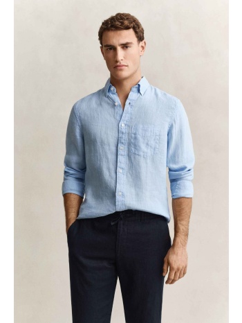 gant ανδρικό λινό πουκάμισο button down με τσέπη και σε προσφορά