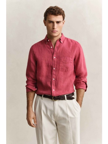 gant ανδρικό λινό πουκάμισο button down με τσέπη και σε προσφορά