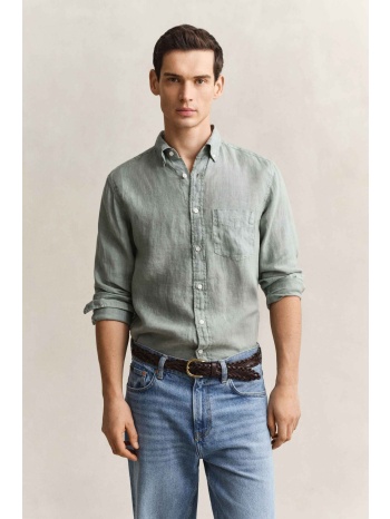 gant ανδρικό λινό πουκάμισο button down με τσέπη και σε προσφορά