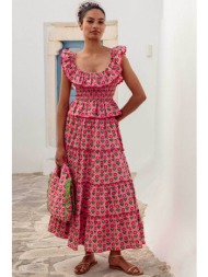 pink city prints γυναικεία maxi φούστα `buttercup stripe rah rah` - rah rah ροζ