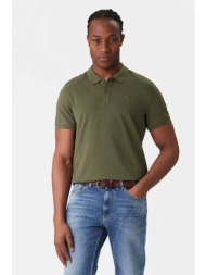 tommy jeans ανδρική μπλούζα πόλο μονόχρωμη slim fit - dm0dm20676 λαδί