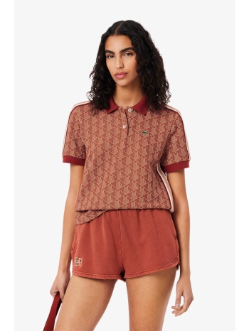 lacoste γυναικεία μπλούζα πόλο με all-over monogram slim σε προσφορά