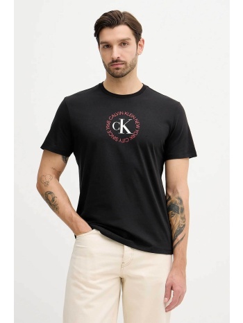 calvin klein jeans ανδρικό t-shirt μονόχρωμο με λογότυπο σε προσφορά