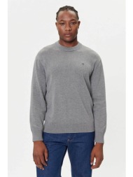 calvin klein jeans ανδρικό βαμβακερό πουλόβερ με λογότυπο regular fit - lv04rc309g γκρι