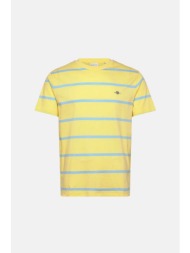 gant ανδρικό t-shirt με ριγέ σχέδιο και κεντημένο λογότυπο regular fit - 2003398 κίτρινο ανοιχτό
