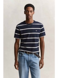 gant ανδρικό t-shirt με ριγέ σχέδιο και κεντημένο λογότυπο regular fit - 2003398 μπλε σκούρο