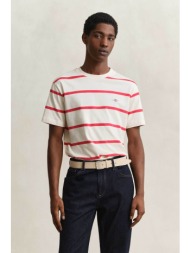gant ανδρικό t-shirt με ριγέ σχέδιο και κεντημένο λογότυπο regular fit - 2003398 εκρού
