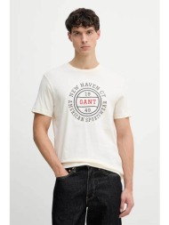 gant ανδρικό t-shirt με graphic logo print regular fit - 2003403 κρέμ