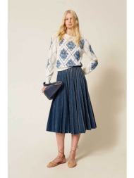 twinset γυναικεία mini φούστα πλισέ - 261tp2350 denim blue