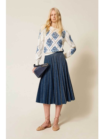twinset γυναικεία mini φούστα πλισέ - 261tp2350 denim blue σε προσφορά