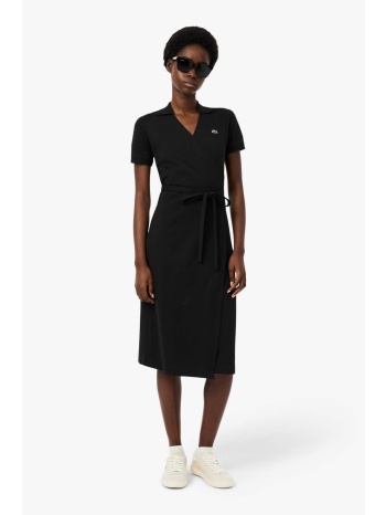 lacoste γυναικείο midi φόρεμα πικέ κρουαζέ με κεντημένο σε προσφορά