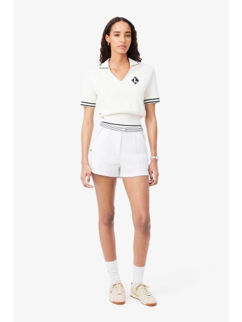 lacoste γυναικείο σορτς πικέ με κεντημένο λογότυπο και σε προσφορά