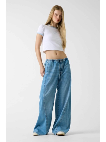 guess γυναικείο τζιν παντελόνι με ελαστική μέση wide leg  σε προσφορά