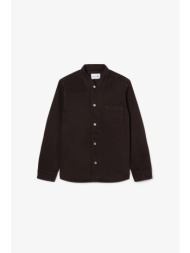 lacoste ανδρικό denim overshirt με κεντημένο λογότυπο oversized fit - ch0715-00 καφέ σκούρο