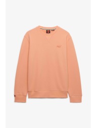 superdry ανδρική μπλούζα φούτερ με κεντημένο λογότυπο relaxed fit `essential` - m2013751a ροδακινί