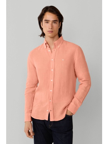 hackett ανδρικό λινό πουκάμισο button down με κεντημένο σε προσφορά