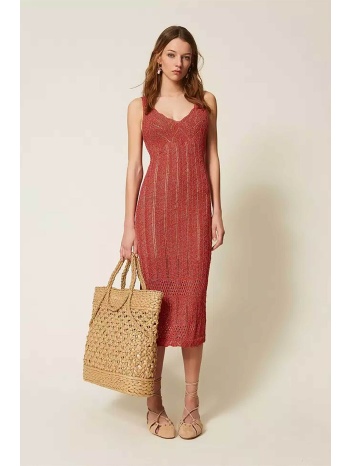 twinset γυναικείο midi αμάνικο φόρεμα lurex πλεκτό  σε προσφορά