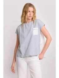 kocca γυναικείο t-shirt με contrast τσέπη `felicissima` - p26pts8257abfa0000 γκρι