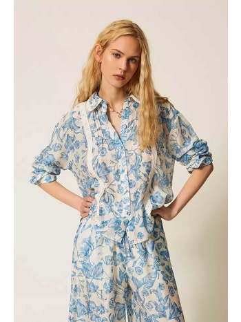 twinset γυναικείο πουκάμισο με δαντέλα και floral print  σε προσφορά