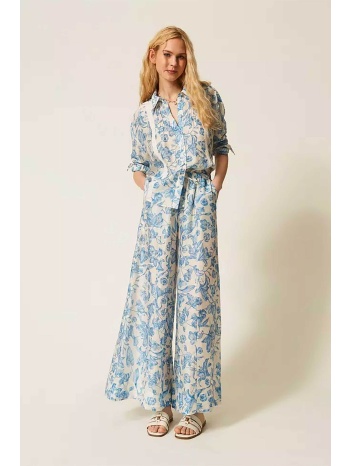 twinset γυναικείο παντελόνι με floral print palazzo fit  σε προσφορά