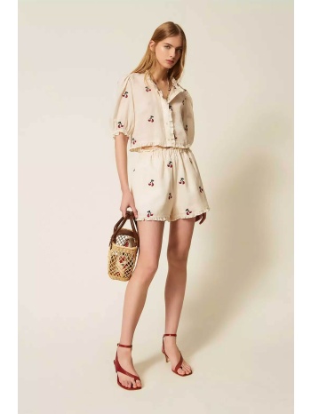 twinset γυναικείο σορτς με all-over print - 261tt2421 κρέμ σε προσφορά