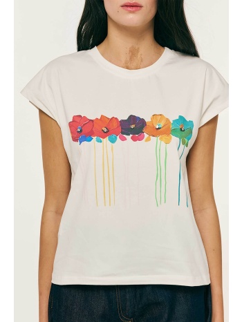forel γυναικείo t-shirt με print - 082.10.01.055 εκρού