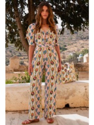 pink city prints γυναικείο παντελόνι με print `gabi` - gabi πολύχρωμο