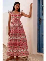 pink city prints γυναικείο maxi φόρεμα `lucia` - lucia ροζ