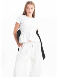 marques` almeida γυναικείο τ-shirt με φιόγκους - ss26tp0752jrwh λευκό