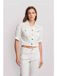 kocca γυναικείο denim jacket cropped `bakari` - p26pgb8409abun2064 κρέμ