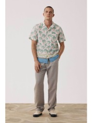 hartford ανδρικό λινό παντελόνι casual με ελαστική μέση regular fit - bf59100 taupe