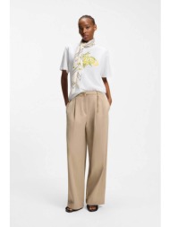hugo boss γυναικείο παντελόνι straight fit `henesa-2-w` - 50557331 μπεζ