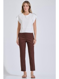 bill cost γυναικείο παντελόνι μονόχρωμο classic straight fit - 10-060824-0 καφέ