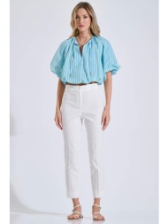 bill cost γυναικείο παντελόνι μονόχρωμο classic straight fit - 10-060824-0 λευκό