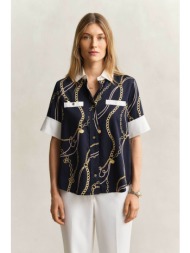 gant γυναικείο κοντομάνικο πουκάμισο με print regular fit - 4300648 μπλε σκούρο