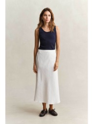gant γυναικεία midi φούστα ψηλόμεση με λινάρι relaxed fit - 4400231 λευκό