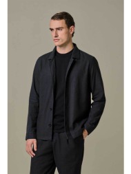 profuomo ανδρικό overshirt με λινάρι normal fit - ppxf10016a σκούρο μπλε