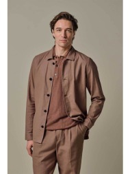 profuomo ανδρικό overshirt με λινάρι normal fit - ppxf10016b καφέ ανοιχτό