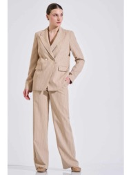 bill cost γυναικείο παντελόνι με ριγέ σχέδιο straight fit - 10-320628-0 μπεζ