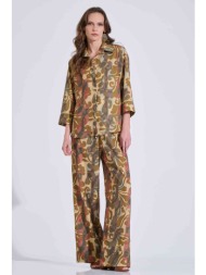 bill cost γυναικεία παντελόνα με floral print relaxed fit - 10-342490-0 μουσταρδί