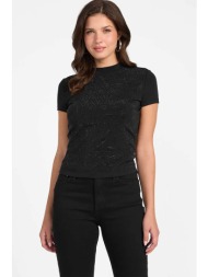 guess γυναικείο t-shirt με all-over logo print - w4bi26j1314 μαύρο