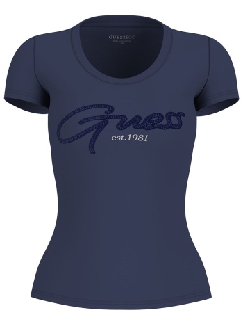 guess γυναικείο t-shirt με ανάγλυφο λογότυπο slim fit  σε προσφορά